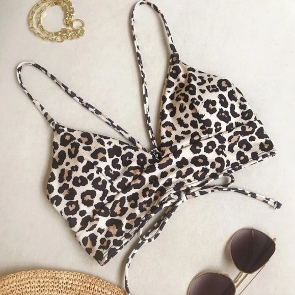 Super cute leopard bathing suit top size large - Picture 1 of 4